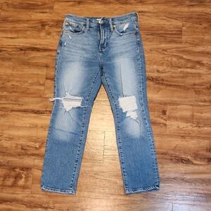 Madewell Light Blue Distressed Straight Leg Jeans